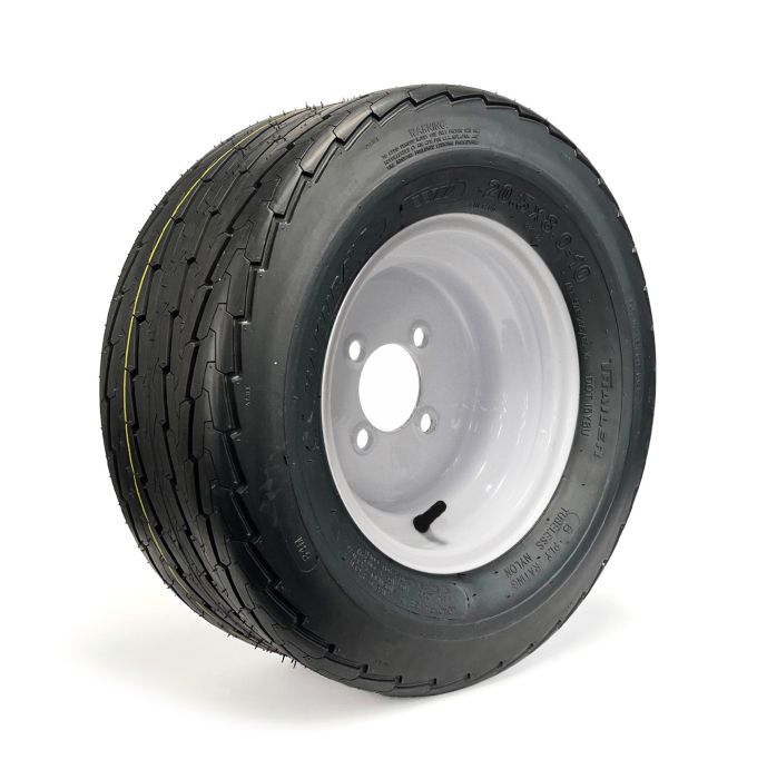 Pneu 20.5" x 8" x 10" 6 plis LRC 1105 lbs Hakuba et jante 10" 4 trous blanche